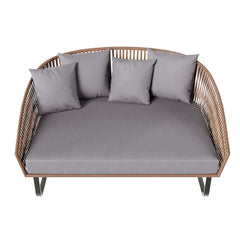 Modern Gray PE Rattan Daybed Loveseat with Aluminum Frame