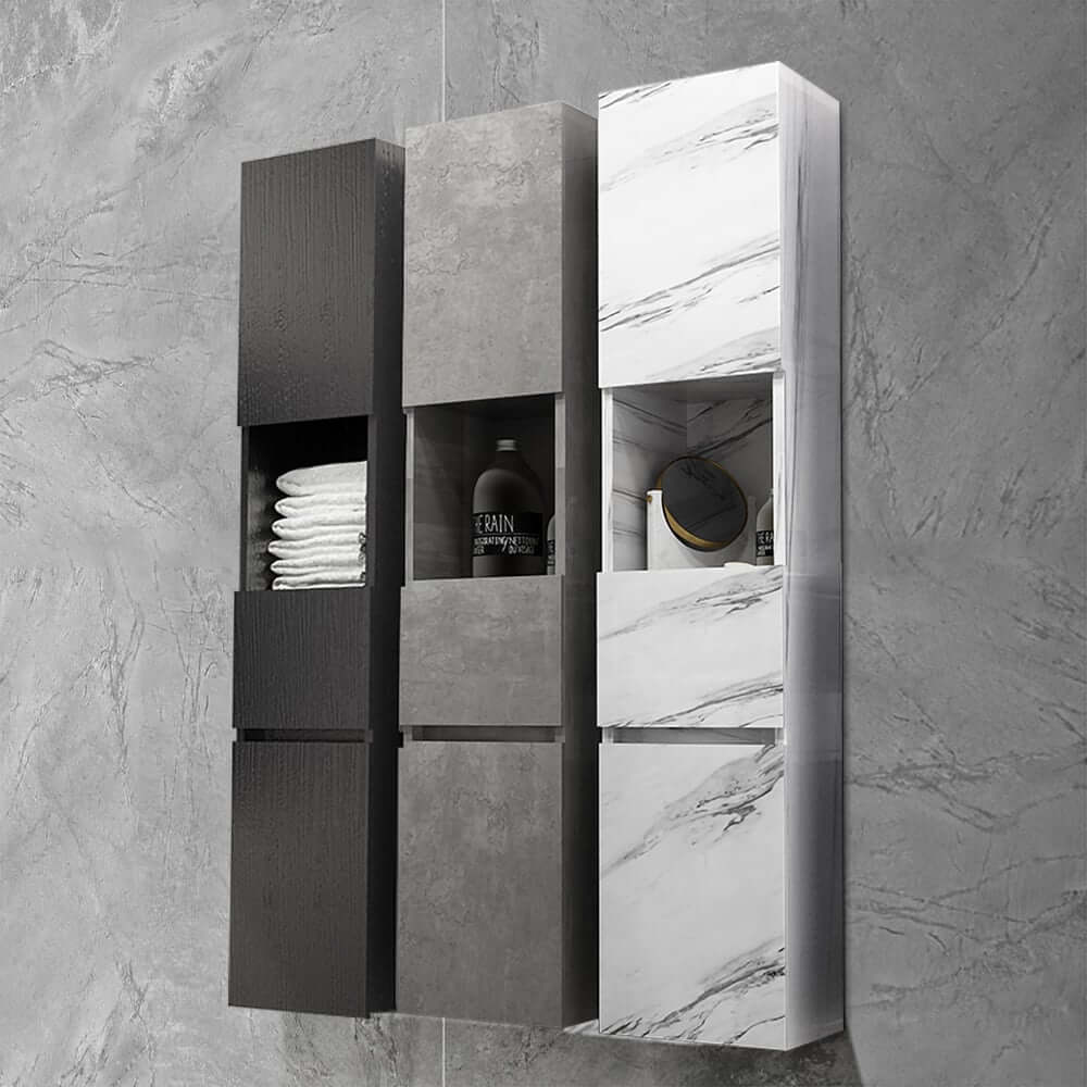 Modern Gray Plywood Wall-Mounted Bathroom Cabinet with Storage