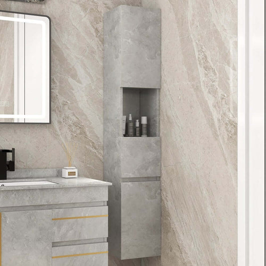 Modern Gray Plywood Wall-Mounted Bathroom Cabinet with Storage