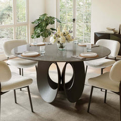 Modern Gray Sintered Stone Dining Table For 6