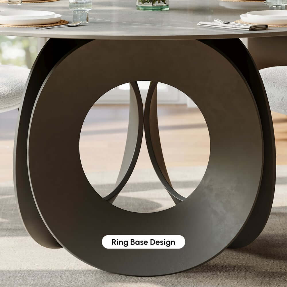 Modern Gray Sintered Stone Dining Table For 6