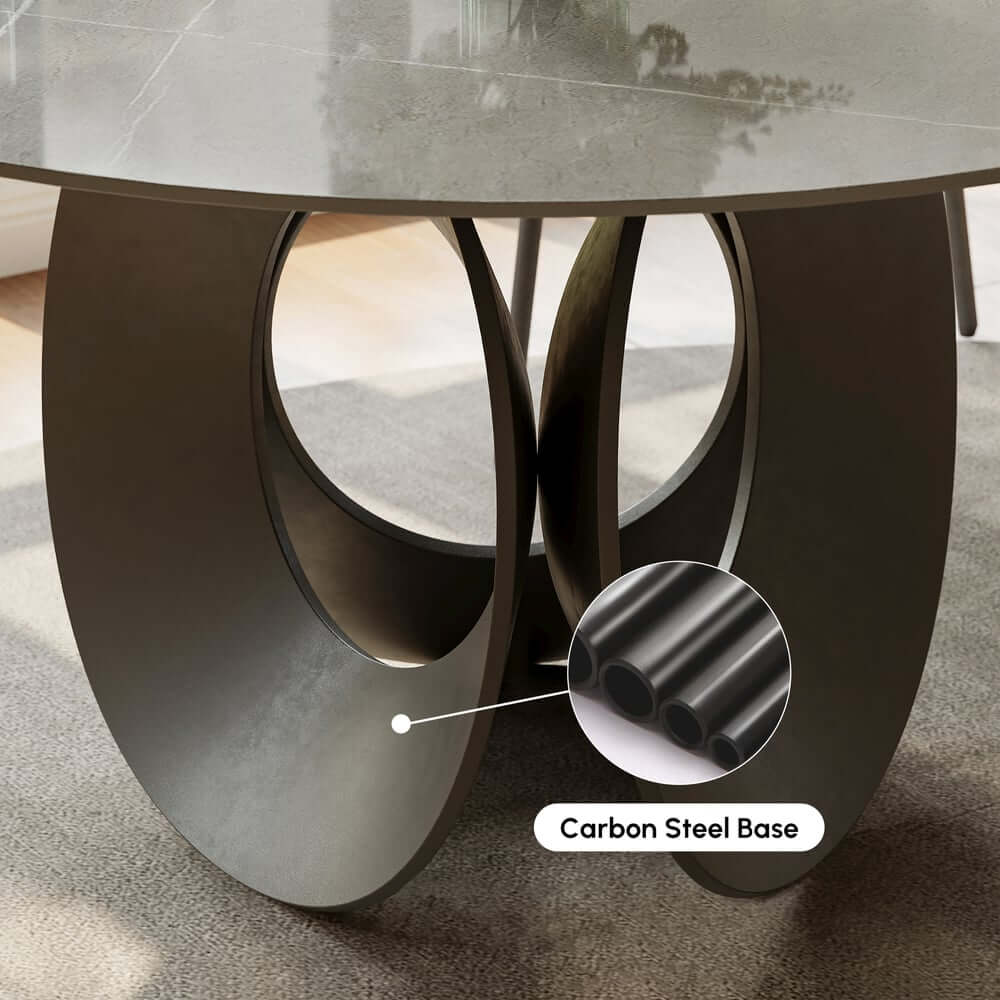 Modern Gray Sintered Stone Dining Table For 6