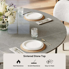 Modern Gray Sintered Stone Dining Table For 6