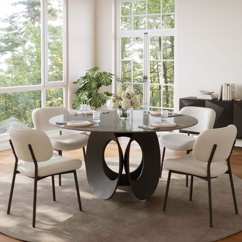 Modern Gray Sintered Stone Dining Table For 6 Main Product Image