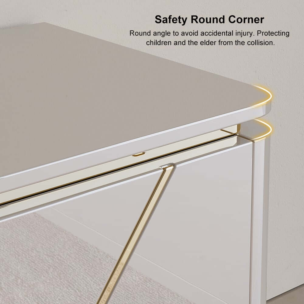 Modern Gray TV Stand With Drawers & Gold Metal Legs