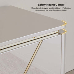 Modern Gray TV Stand With Drawers & Gold Metal Legs