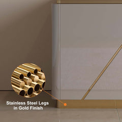 Modern Gray TV Stand With Drawers & Gold Metal Legs