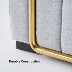 Modern Gray Upholstered Sofa With Cotton Linen Fabric