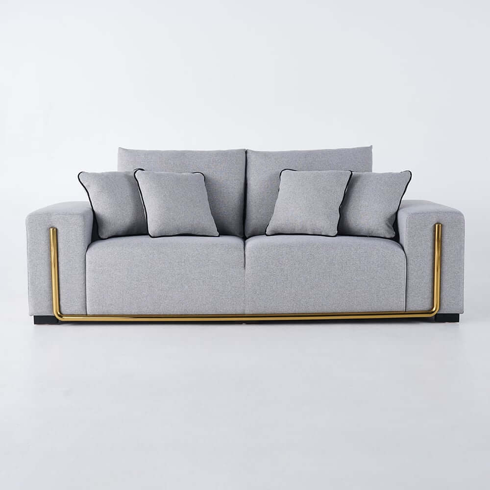 Modern Gray Upholstered Sofa With Cotton Linen Fabric