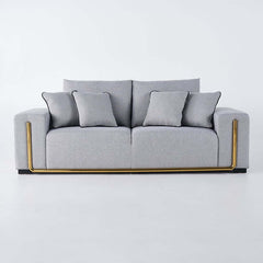 Modern Gray Upholstered Sofa With Cotton Linen Fabric