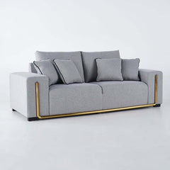 Modern Gray Upholstered Sofa With Cotton Linen Fabric