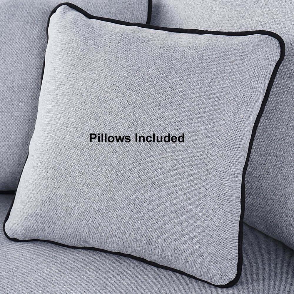 Modern Gray Upholstered Sofa With Cotton Linen Fabric