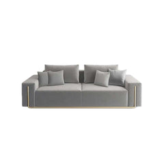 Modern Gray Upholstered Sofa With Cotton Linen Fabric