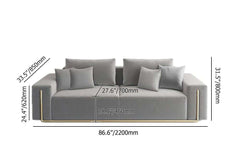Modern Gray Upholstered Sofa With Cotton Linen Fabric Dimensions