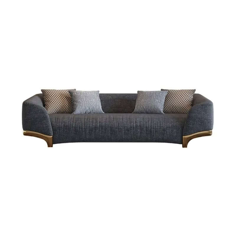 Modern Gray Upholstered Sofa With Gold Legs