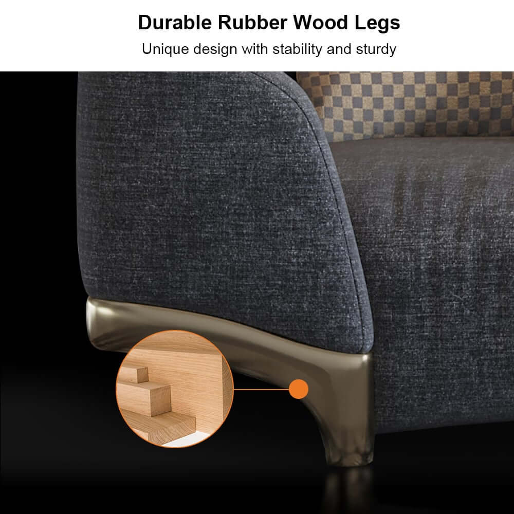 Modern Gray Upholstered Sofa With Gold Legs