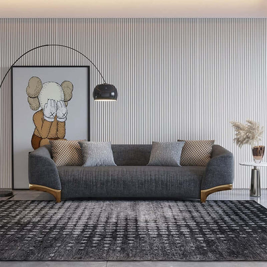 Modern Gray Upholstered Sofa With Gold Legs Main Product Image