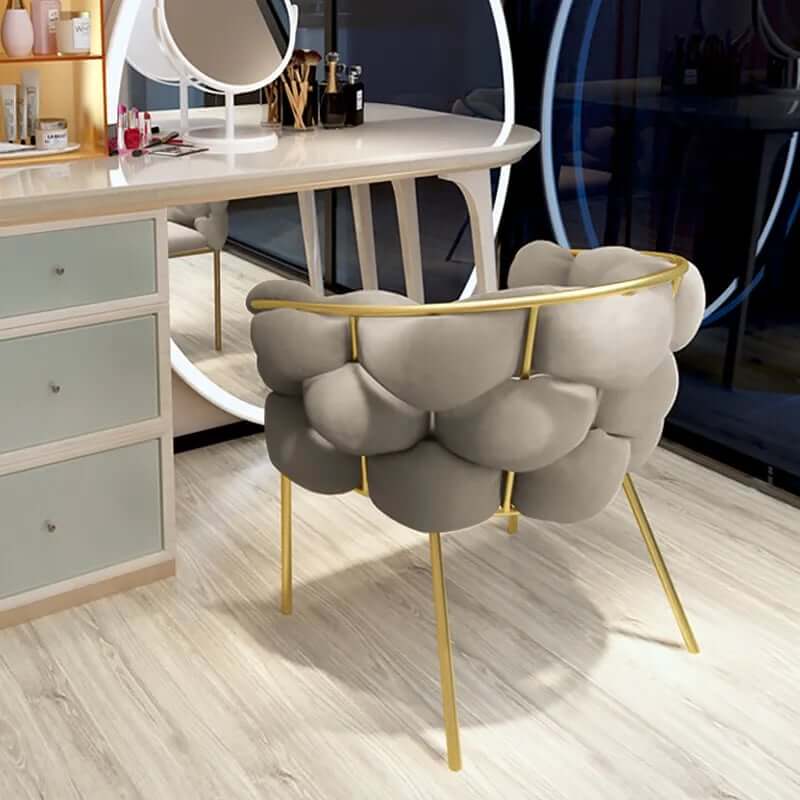 Modern Gray Velvet Barrel Chair With Gold Metal Legs