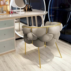 Modern Gray Velvet Barrel Chair With Gold Metal Legs