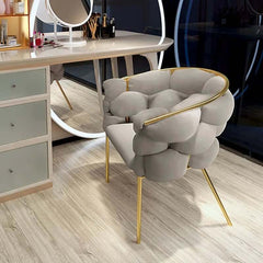 Modern Gray Velvet Barrel Chair With Gold Metal Legs