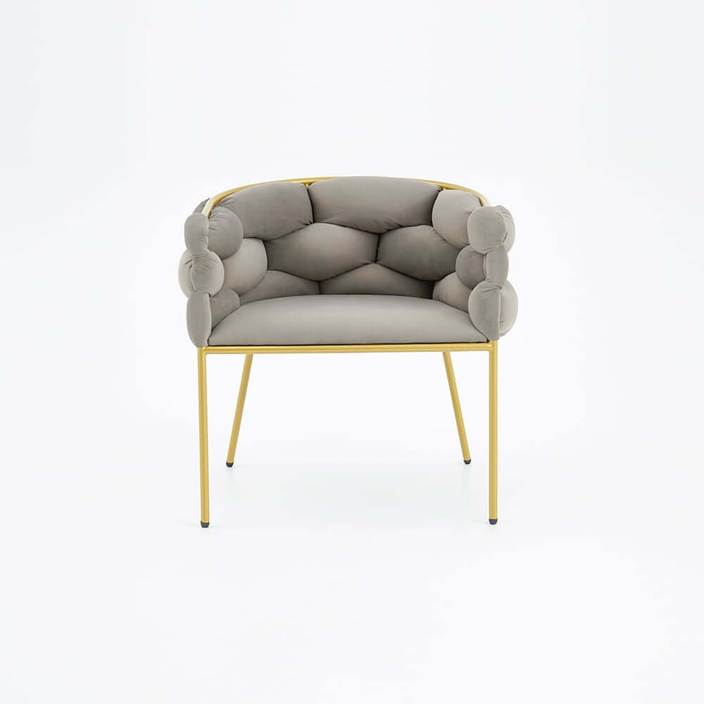 Modern Gray Velvet Barrel Chair With Gold Metal Legs