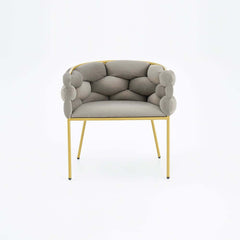Modern Gray Velvet Barrel Chair With Gold Metal Legs