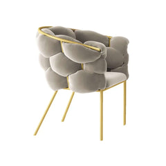 Modern Gray Velvet Barrel Chair With Gold Metal Legs