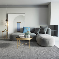 Modern Gray Velvet L-Shaped Sectional Sofa, Cushion Back