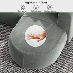 Modern Gray Velvet L-Shaped Sectional Sofa, Cushion Back
