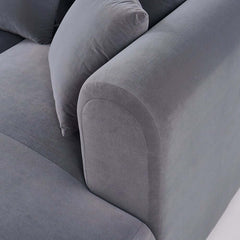 Modern Gray Velvet L-Shaped Sectional Sofa, Cushion Back