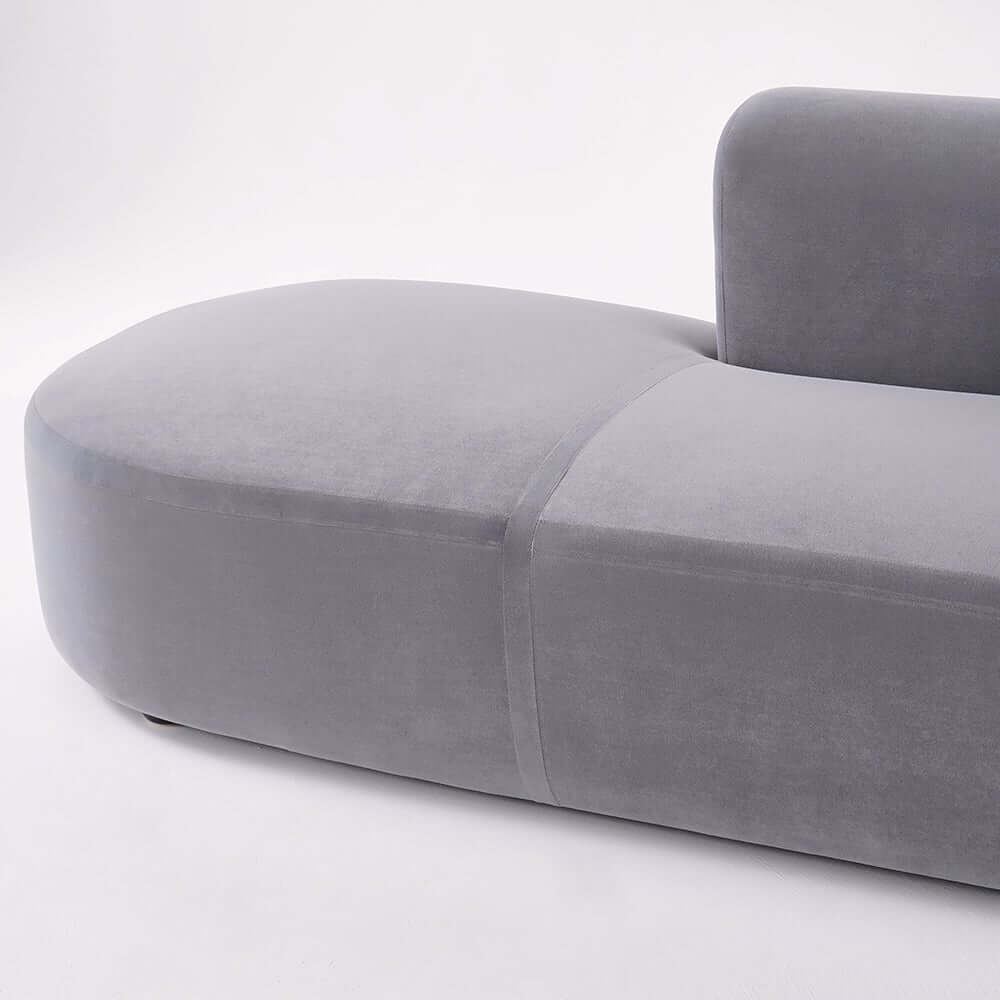 Modern Gray Velvet L-Shaped Sectional Sofa, Cushion Back