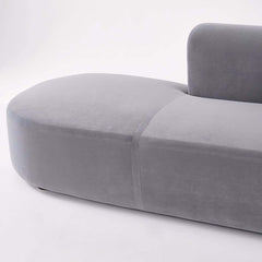 Modern Gray Velvet L-Shaped Sectional Sofa, Cushion Back