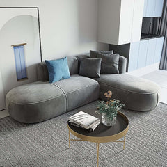 Modern Gray Velvet L-Shaped Sectional Sofa, Cushion Back Main Product Image