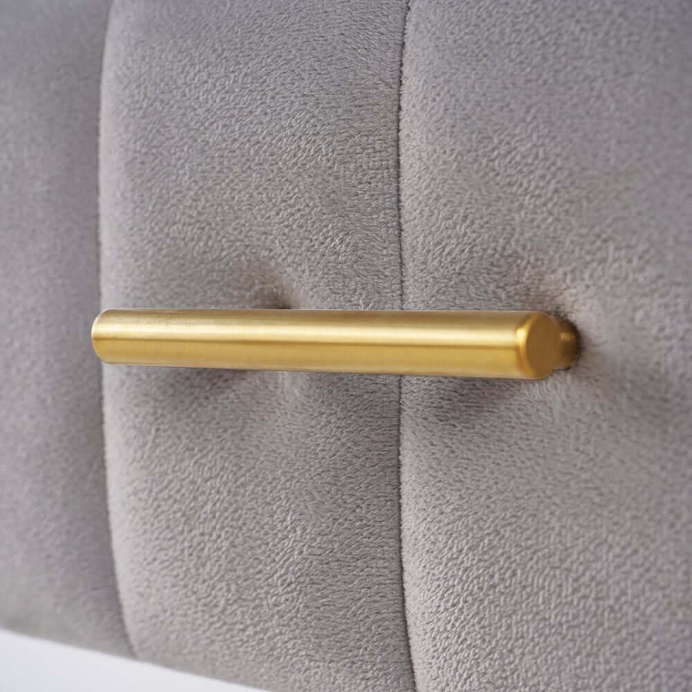 Modern Gray Velvet Nightstand With Sintered Stone Top