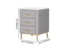 Modern Gray Velvet Nightstand With Sintered Stone Top Dimensions