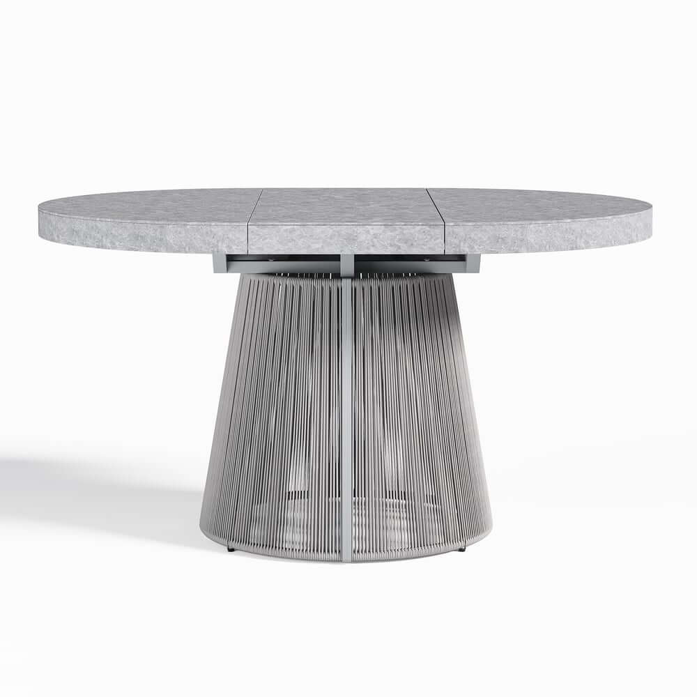 Modern Gray & White Extendable Outdoor Dining Set with Cushions