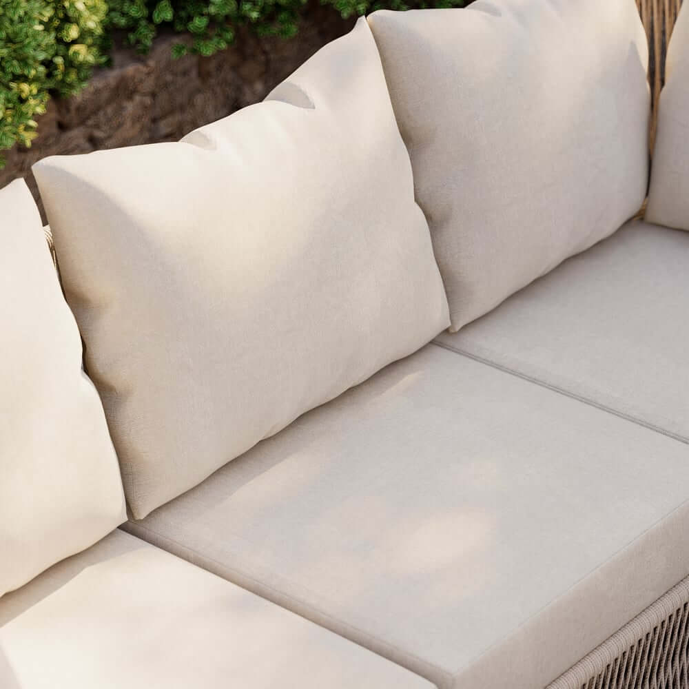 Modern Green and Warm White Outdoor Sectional Furniture Set