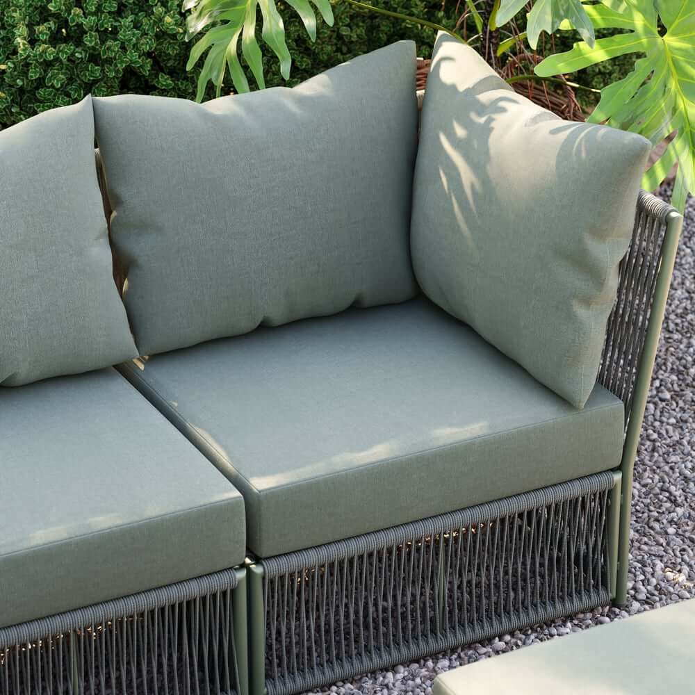 Modern Green and Warm White Outdoor Sectional Furniture Set