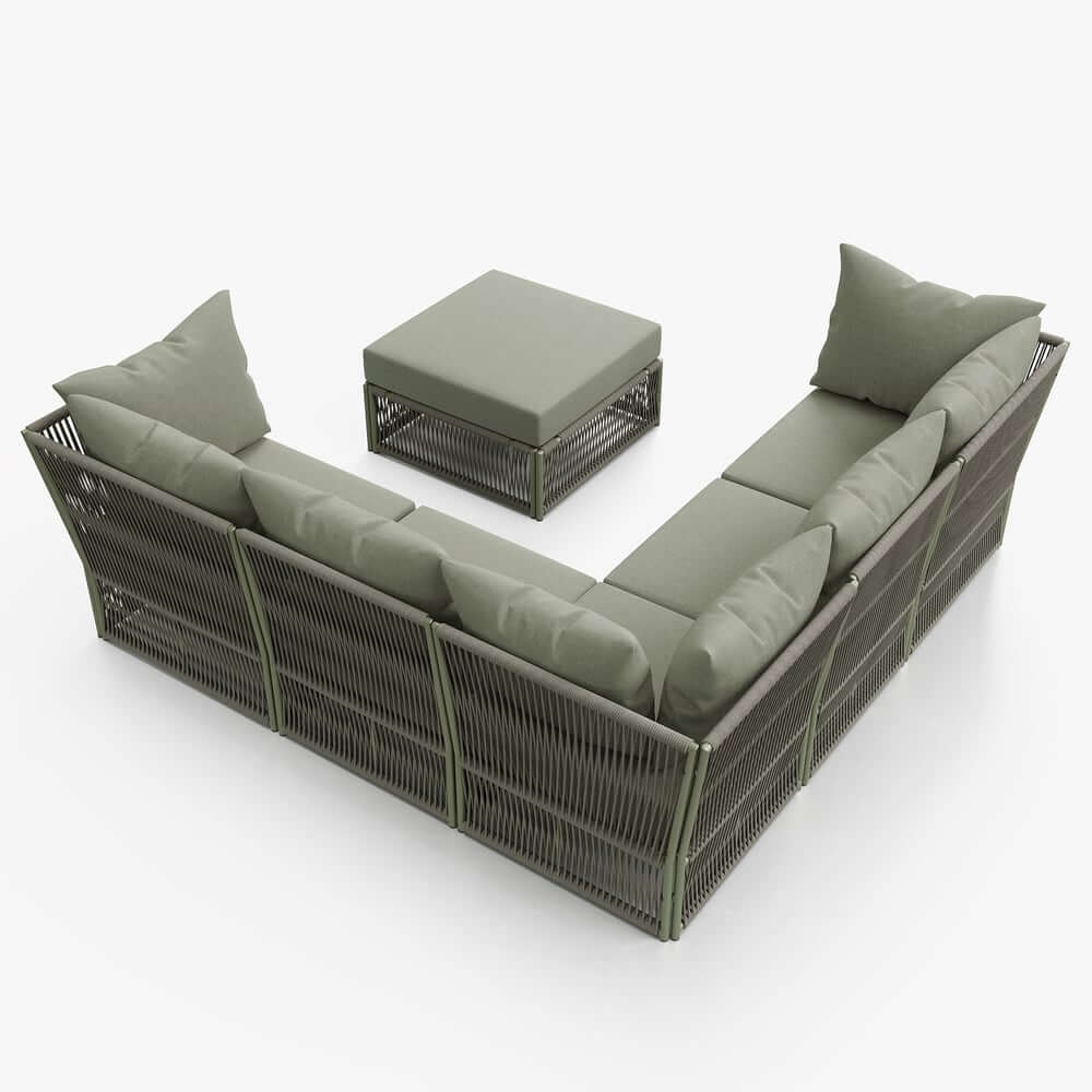 Modern Green and Warm White Outdoor Sectional Furniture Set