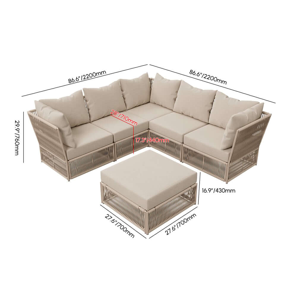 Modern Green and Warm White Outdoor Sectional Furniture Set