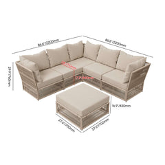 Modern Green and Warm White Outdoor Sectional Furniture Set