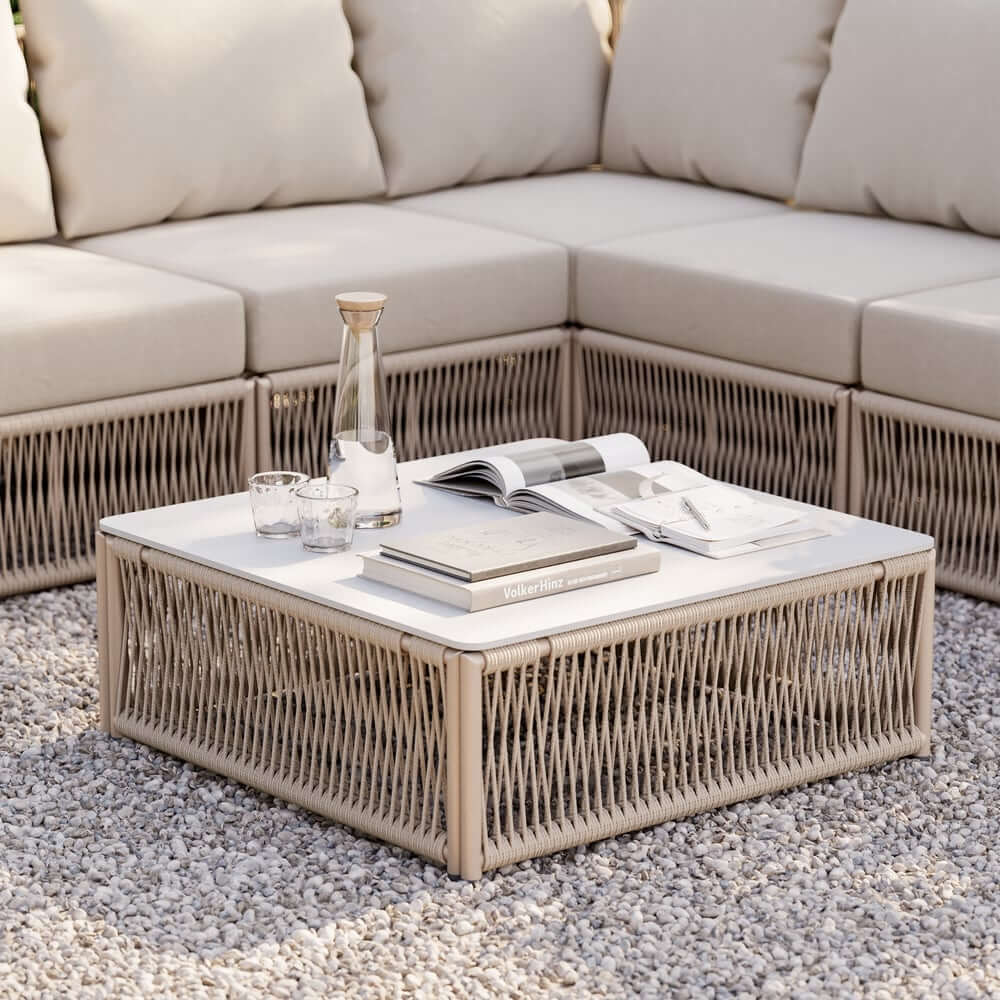 Modern Green and Warm White Outdoor Sectional Furniture Set