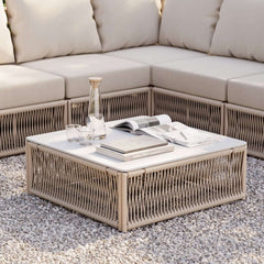 Modern Green and Warm White Outdoor Sectional Furniture Set