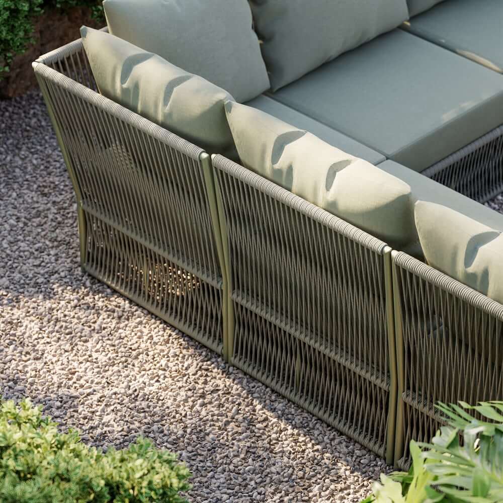 Modern Green and Warm White Outdoor Sectional Furniture Set