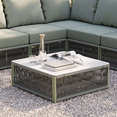 Modern Green and Warm White Outdoor Sectional Furniture Set