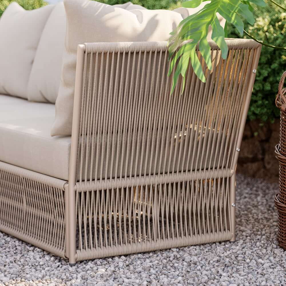 Modern Green and Warm White Outdoor Sectional Furniture Set