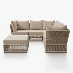 Modern Green and Warm White Outdoor Sectional Furniture Set