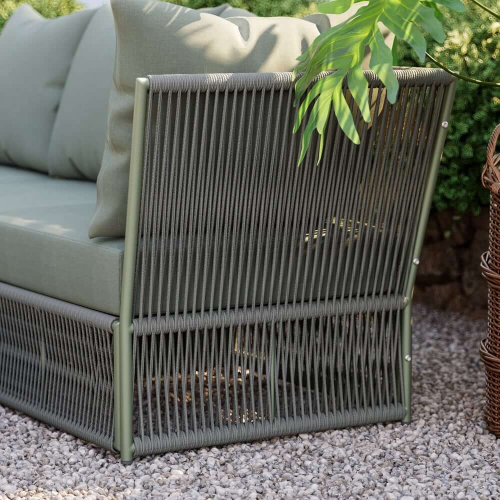 Modern Green and Warm White Outdoor Sectional Furniture Set