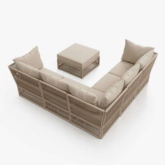 Modern Green and Warm White Outdoor Sectional Furniture Set