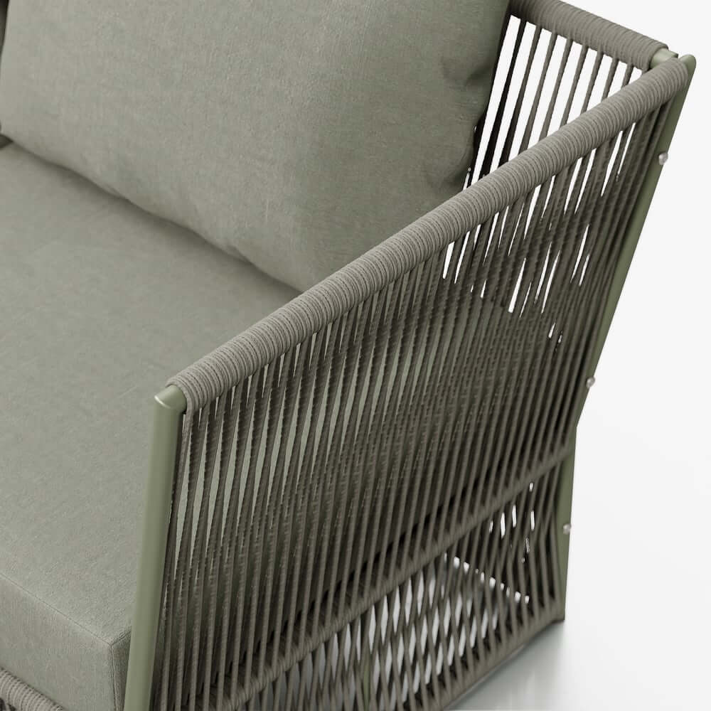 Modern Green and Warm White Outdoor Sectional Furniture Set